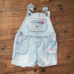 Oshkosh B’gosh light cherry embroidered 6-9 month overall shorts